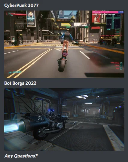 Botborgs vs Cyberpunk 2077 comparison