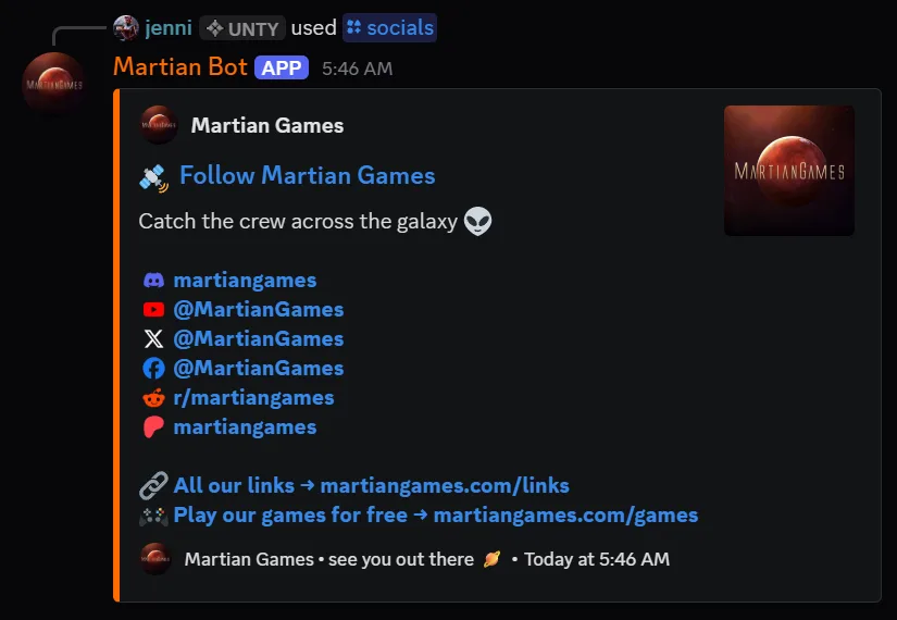 /socials — follow the crew everywhere